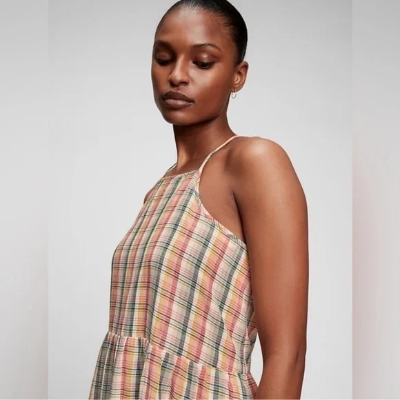 GAP Women’s Multi Color Plaid Cottagecore Prairiecore Feminine Maxi Sundress - Picture 2 of 13